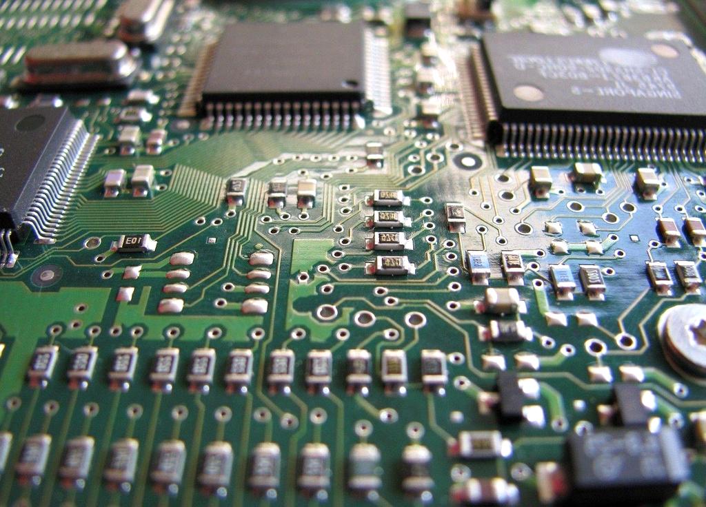 Close-up of circuit board with microchips