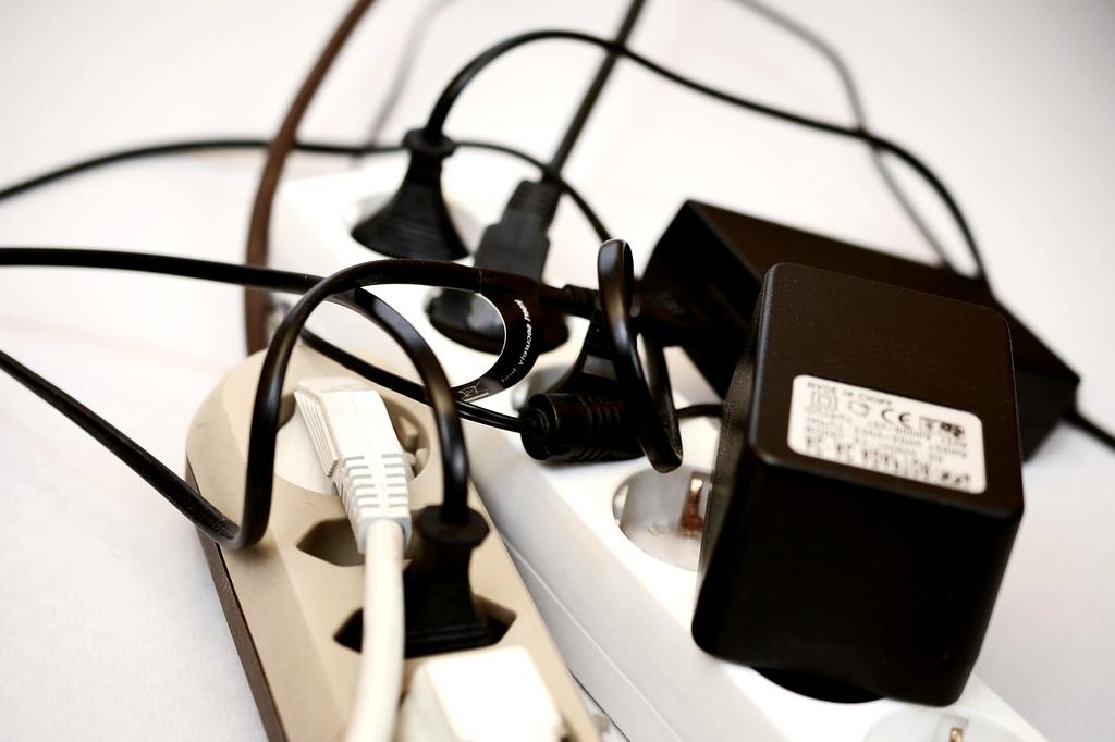 Network cables and connectors close-up